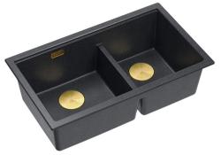 Quadri Newport II Dvojitý Antracitový Granitový Spodný Drez 702 x 390 mm so Zlatým Korkom 1208971379