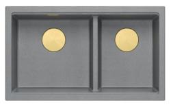 Quadri Newport II Dvojitý Sivý Granitový Podstavec Umyvadla 702 x 390 mm so Zlatým Korkom 1208971380