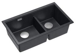 Quadri Newport II Dvojitý Antracitový Granitový Podstavec Umývadla 702 x 390 mm s Nerezovou Zátkou 1208971384