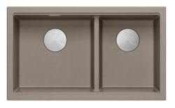 Quadri Newport II Dvojitý Taupe Granitový Podstavcový Drez 702 x 390 mm s Nerezovou Zátkou 1208971387