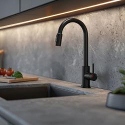 Quadri Viora Kuchynská zmesovacia batéria čiernej farby 3-cestná s extra pripojením pre filtrovanú vodu 1208971403