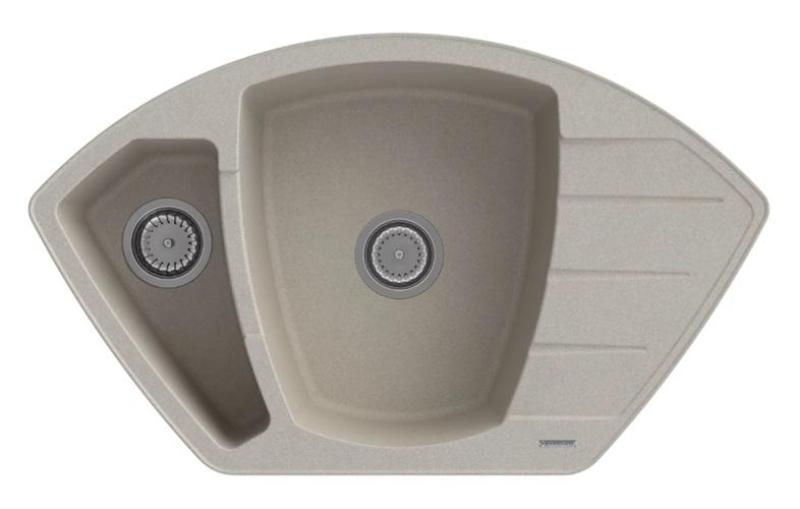 Graniteland Monte Granitová béžová rohová umývadlo na montáž 901x538mm s RVS zátkou 1208971414