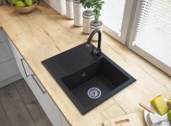 Graniteland Nex Granitový čierny drez s odčerpávacou časťou 574x464 mm 1208971428