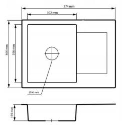 Graniteland Nex Granitový béžový drez s odčerpávacou časťou 574x464 mm 1208971429
