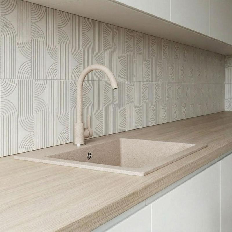 Graniteland Nera Granitový Drez 45x42 cm Bežový Nadstavba s Otvorom pre Kran a Nerezovou Zátkou 1208971434