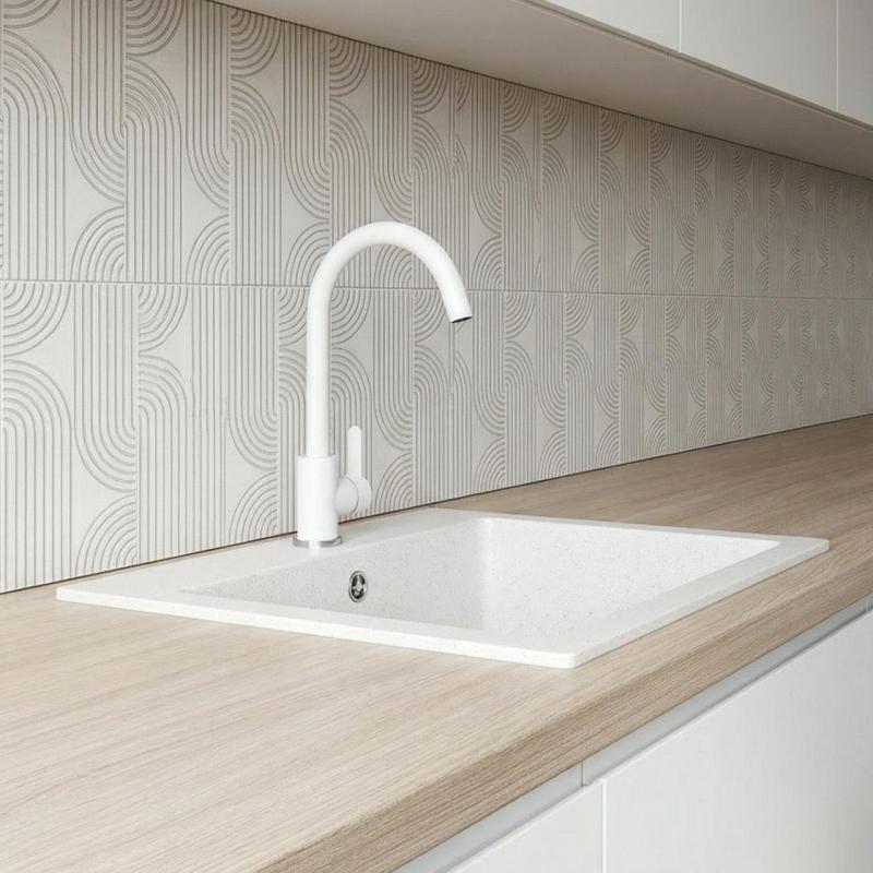 Graniteland Nera Granitový Drez 45x42 cm Biela Nadstavba s Otvorom pre Kran a Nerezovou Zátkou 1208971435