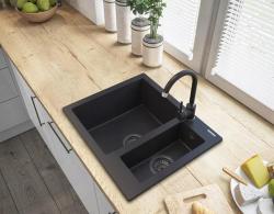 Graniteland Adda Granitový čierny 1.5 Drez Nadstavba 600x495mm 1208971454