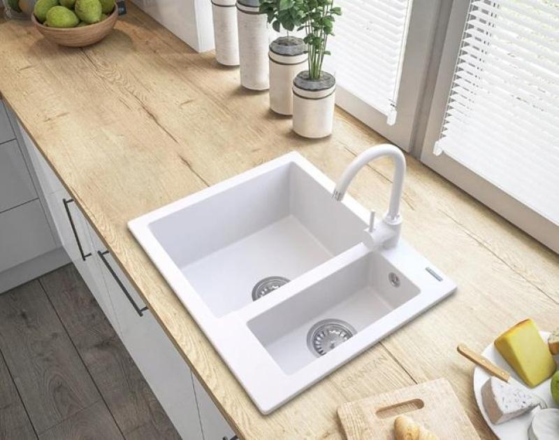 Graniteland Adda Granitový Biely 1.5 Drez Nadstavbový 600x495mm 1208971455