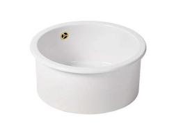 Ausmann Ceramic Ember Keramický Biely Kruhový Umyvadlo Montáž a Podmontáž so Zlatou Zátkou 1208971461