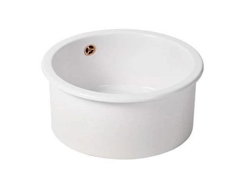Ausmann Ceramic Ember Keramický Biely Kruhový Umyvadlo na Montáž a Podstavbu s Medenou Zátkou 1208971462
