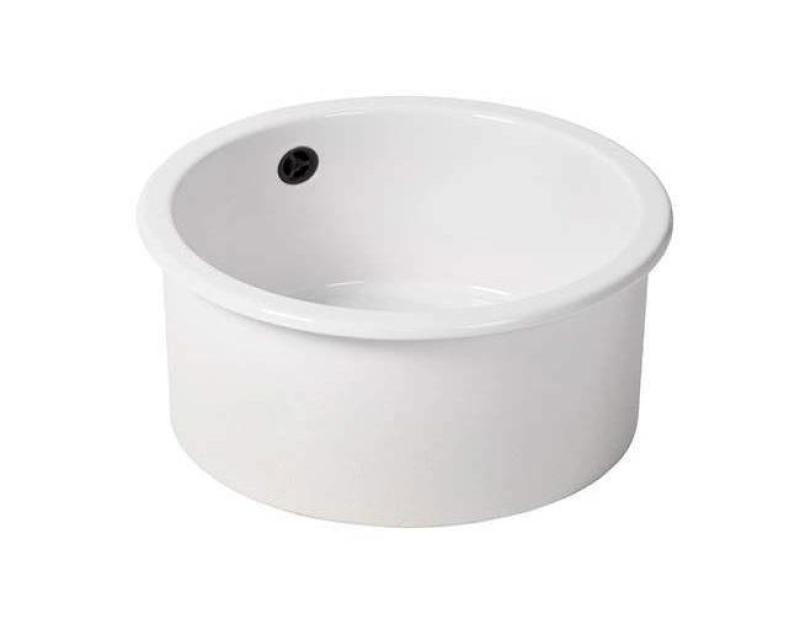 Ausmann Ceramic Ember Keramický Biely Kruhový Umyvadlo na Montáž a Podmontáž s Čiernou Zátkou 1208971464