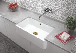 Ausmann Ceramic Mira Keramický Biely Umyvadlo - Podstavcové a Medziúrovňové 795 x 460 mm so Zlatou Zátkou 1208971466