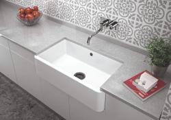 Ausmann Ceramic Mira Keramický Biely Umyvadlo - Spodná a Stredná Konštrukcia 795 x 460 mm s Gun metal zátkou 1208971468