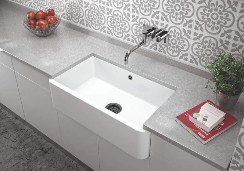 Ausmann Ceramic Mira Keramický Biely Umyvadlo - Spodná a Stredná Konštrukcia 795 x 460 mm s Gun metal zátkou 1208971468