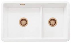 Ausmann Ceramic Ember Keramický Biely Poltora Drez na Povrchovú a Podpovrchovú Montáž 733 x 401 mm s Medenými Zátkami 1208971519