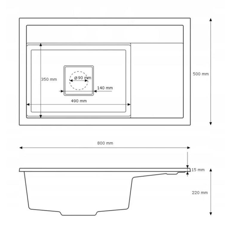 Graniteland Seta Granitový Biely Umyvadlový Stôl 80x50 cm 1208971618