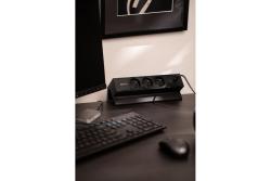 Basco nábytková zásuvka, 3 x zásuvka s uzemnením, USB A+C, 1,5m kábel, čierna s montážou