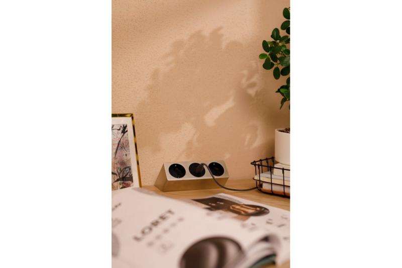Nábytková zásuvka SOFITO, 2xSCHUKO, USB A+C, kábel 1,5 m, nehrdzavejúca oceľ