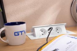 MULTISOFT Nábytková zásuvka 2x zásuvka s uzemnením, USB A+C, RJ45, napájací kábel s vidlicou, biela