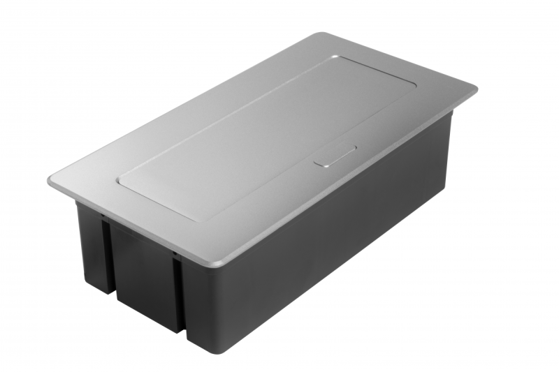 MULTISOFT Nábytková zásuvka 2x zásuvka s uzemnením, USB A+C, RJ45, napájací kábel so zástrčkou, hliník