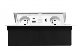 MULTISOFT nábytková zásuvka 2x Zásuvka s uzemnením, USB A+C, RJ45, HDMI, napájací kábel so zástrčkou, biela