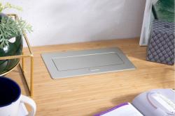MULTISOFT nábytková zásuvka 2x zásuvka s uzemnením, USB A+C, RJ45, HDMI, napájací kábel s vidlicou, hliník
