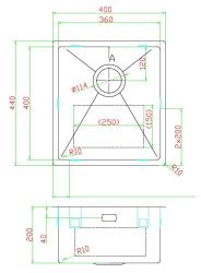 Pure.Sink Luxion Gold sink 36x40 cm undermount, flush mount, and top mount PLX3640-60