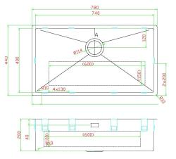 Pure.Sink Luxion Large Copper Sink 74x40 cm Undermount, Flush Mount, and Surface Mount PLX7440-62