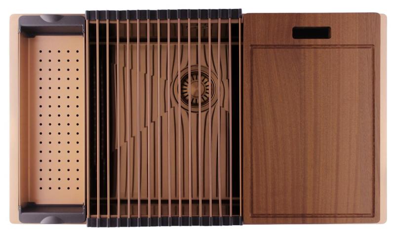 Pure.Sink Luxion Veľký medený drez 74x40 cm podstavný, zapustený a nadstavbový PLX7440-62