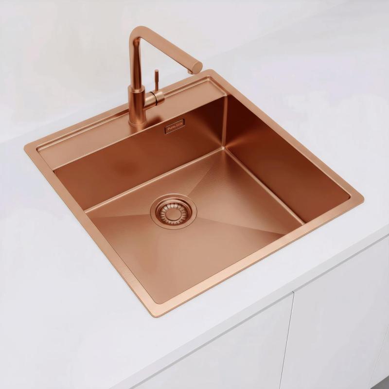 Pure.Sink Luxion Medený drez 51x50 cm Tapwing s otvorom pre batériu PLX5150T-62