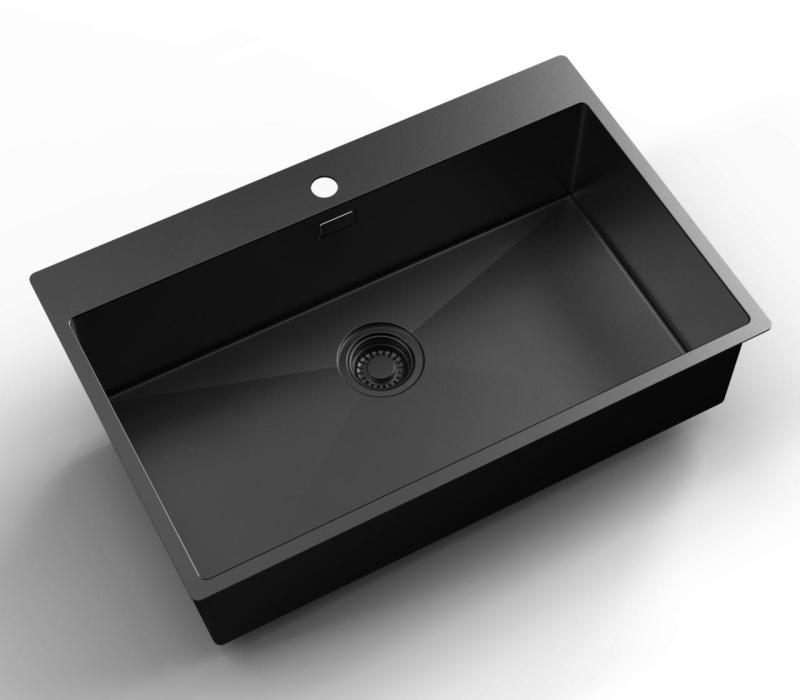 Pure.Sink Luxion PVD Veľký čierny drez 78x50 cm Tapwing s otvorom na batériu PLX7850T-63