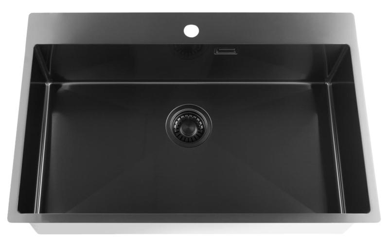 Pure.Sink Luxion PVD Veľký čierny drez 78x50 cm Batéria s otvorom na batériu PLX7850T-63