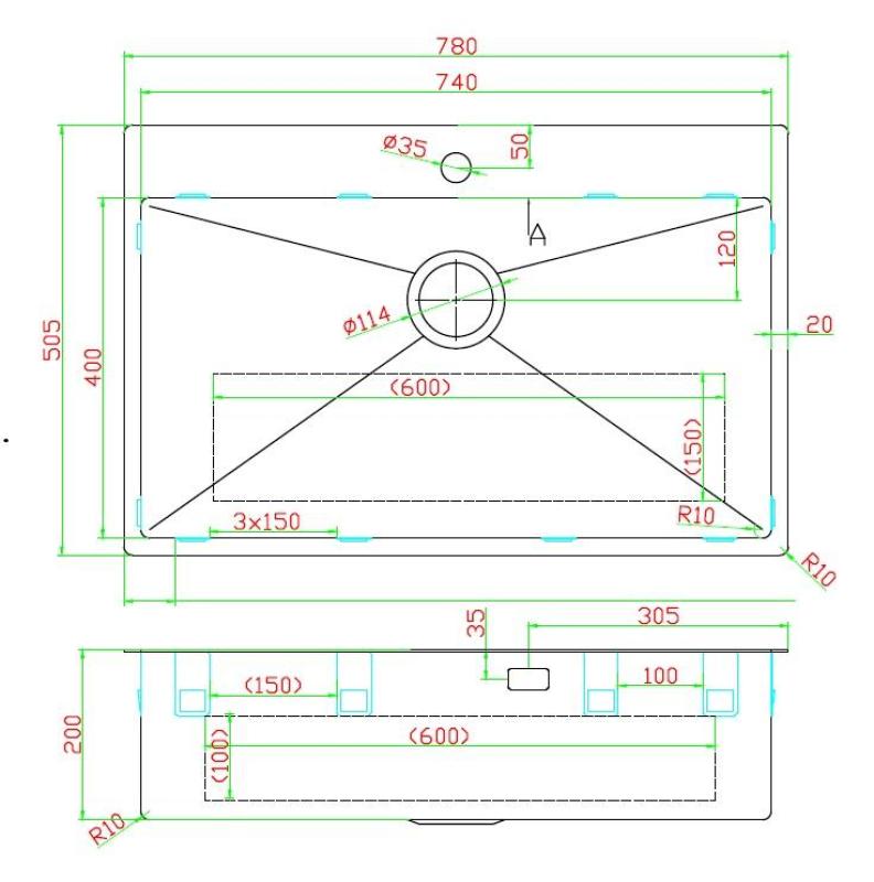 Pure.Sink Luxion PVD Veľký čierny drez 78x50 cm Tapwing s otvorom na batériu PLX7850T-63