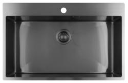 Pure.Sink Luxion Veľký umývadlový drez z gun metal 78x50 cm Tapwing s otvorom na batériu PLX7850T-61