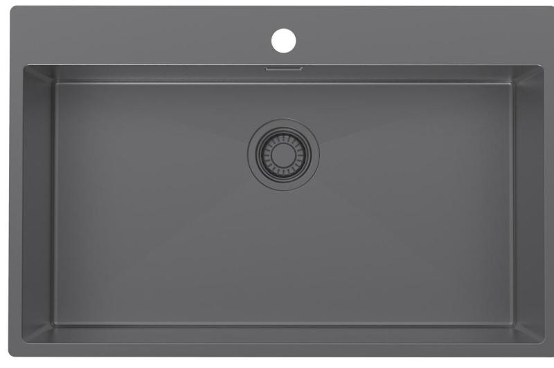 Pure.Sink Luxion Large Gunmetal Sink 78x50 cm Tapwing with Tap Hole PLX7850T-61