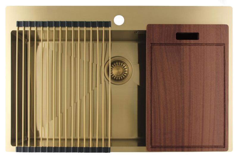 Pure.Sink Luxion Veľký zlatý drez 78x50 cm Tapwing s otvorom na batériu PLX7850T-60