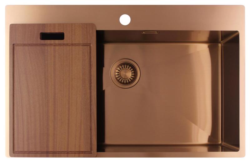 Pure.Sink Luxion Veľký medený drez 78x50 cm Tapwing s otvorom na batériu PLX7850T-62