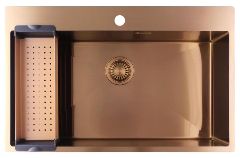 Pure.Sink Luxion Veľký medený drez 78x50 cm Tapwing s otvorom na batériu PLX7850T-62