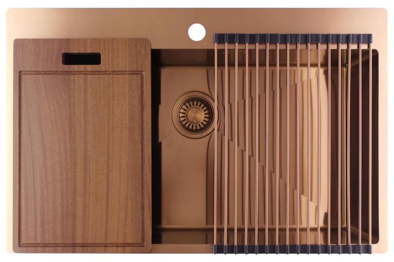 Pure.Sink Luxion Veľký medený drez 78x50 cm Tapwing s otvorom na batériu PLX7850T-62