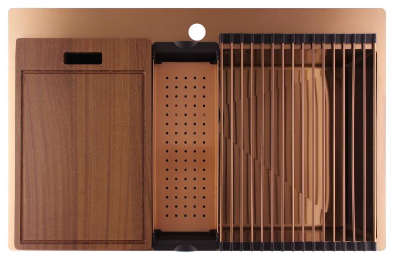 Pure.Sink Luxion Veľký medený drez 78x50 cm Tapwing s otvorom na batériu PLX7850T-62