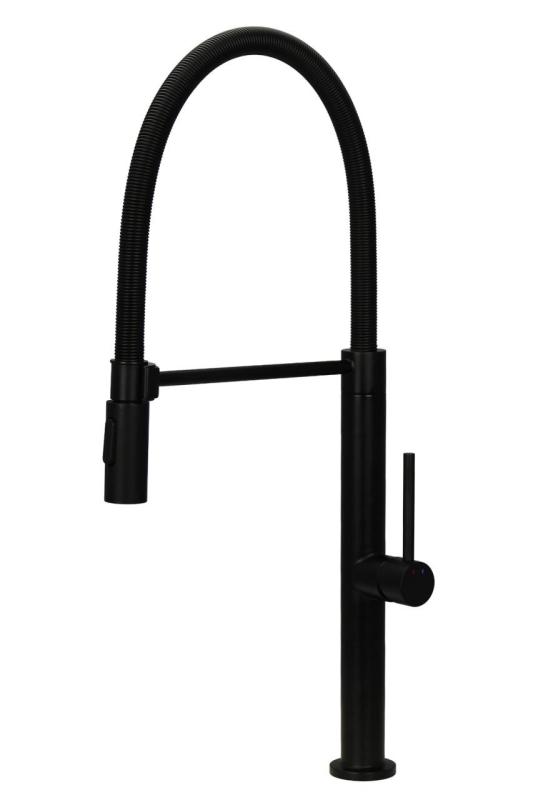 Pure.Sink Luxion Matný čierny kuchynský batériový kohútik profi s flexibilným výtokom a 2 typmi prúdu PLXFLEX-10