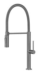 Pure.Sink Luxion Gun metal kuchynský batériový kohútik profi s flexibilným výtokom a 2 typmi prúdu PLXFLEX-61