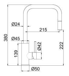 Pure.Sink Luxion Mat Čierny kuchynský batériový kohútik square s výsuvným výtokom PLXSQUA-10