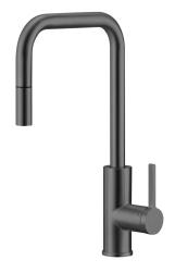 Pure.Sink Luxion Gun metal kuchynský batériový kohútik square s výsuvným výtokom PLXSQUA-61