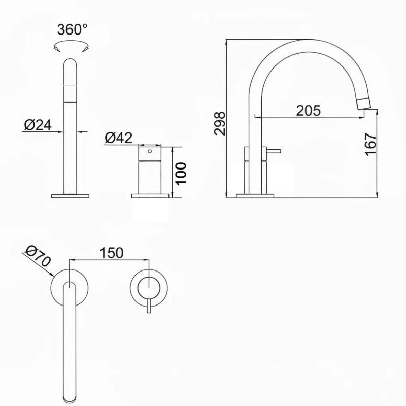 Pure.Sink Luxion 2-otvorový matný čierny kuchynský batériový kohútik s okrúhlym výtokom PLX2HR-10