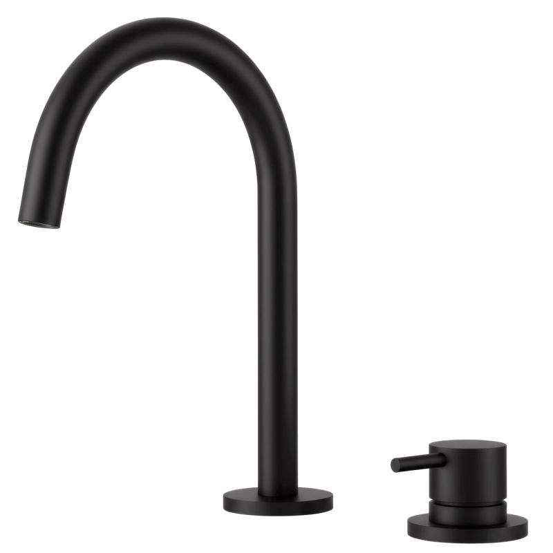 Pure.Sink Luxion 2-hole Matte Black kitchen faucet with round spout PLX2HR-10