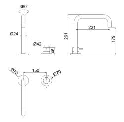 Pure.Sink Luxion 2-hole brass kitchen faucet with U-shaped spout PLX2HU-62