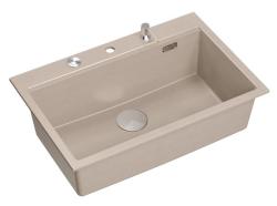 Quadri Hard Rock Beige granitový nadstavbový veľký drez 76x50cm vrátane nerezového čepu a príslušenstva 1208971751