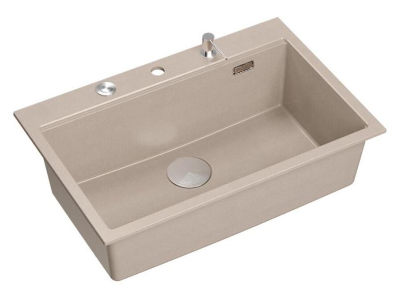 Quadri Hard Rock Beige granitový nadstavbový veľký drez 76x50cm vrátane nerezového čepu a príslušenstva 1208971751