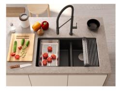 Quadri Newport II Dvojitý Beige Granitový Podstavec Umyvadla 702 x 390 mm s Nerezovou Zátkou 1208971757